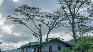 A house with a porch, surrounded by greenery and trees. - Unseen Knuckles Eco Boutique  (Tawalanthanna)