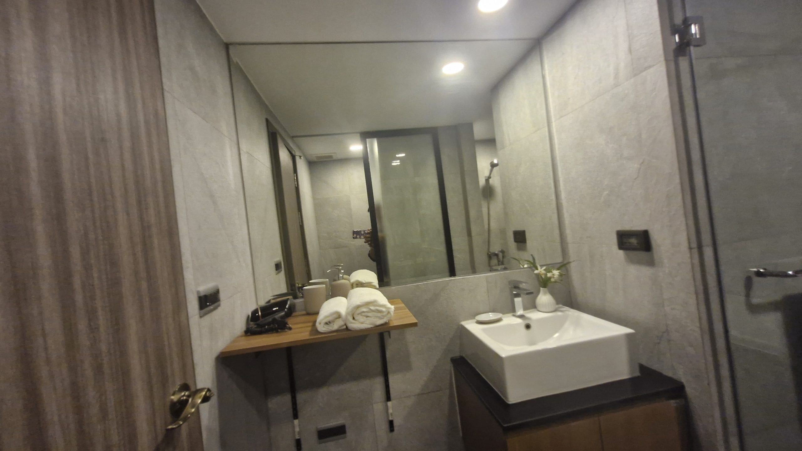Deluxe Quadruple Room, Balcony, Mountain View | Bathroom | Combined shower/tub, hair dryer, towels, soap