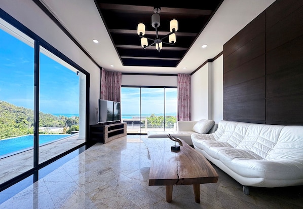 Villa, 4 Bedrooms, Sea View | Living area