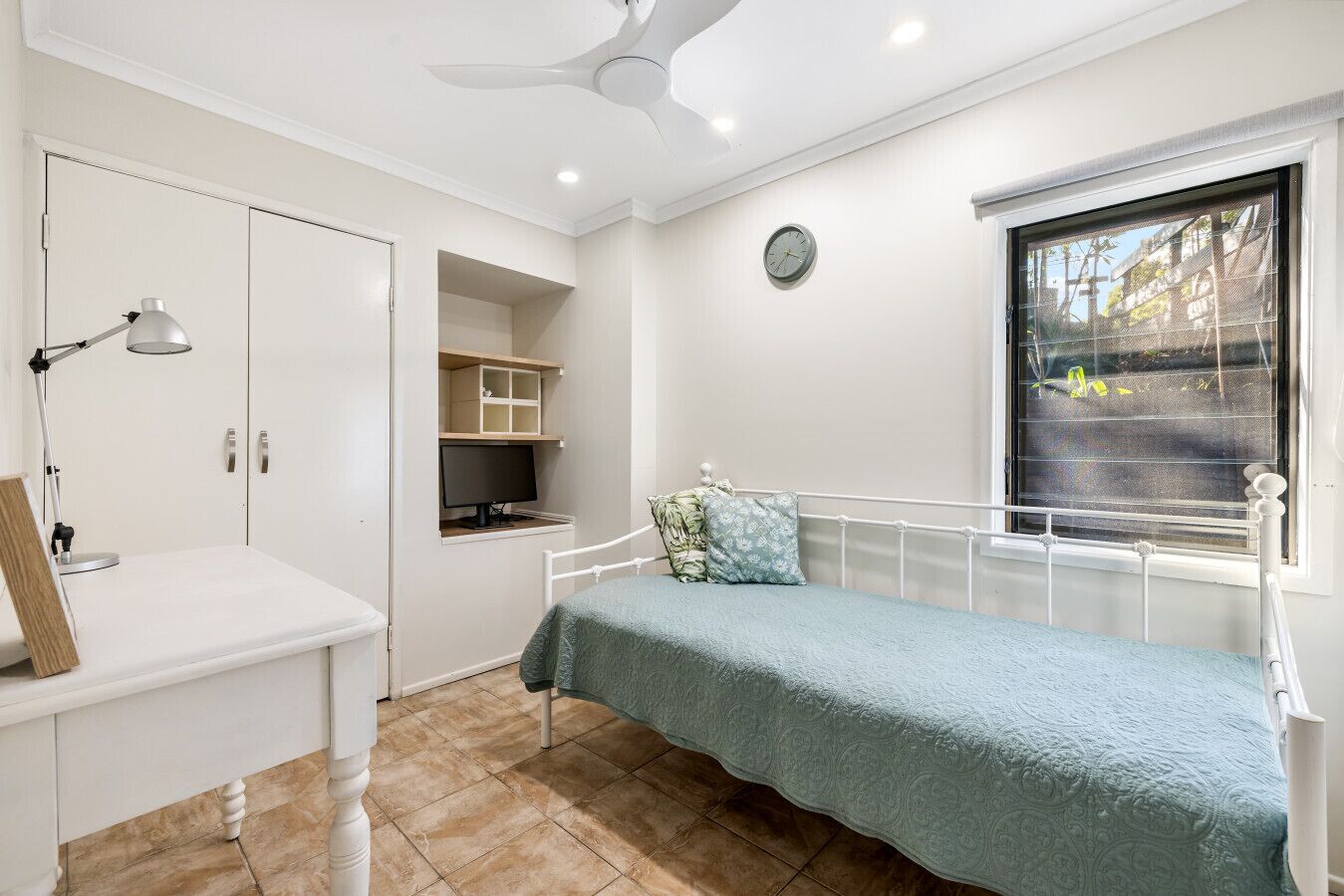 1 bedroom, desk, iron/ironing board, travel cot