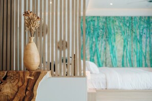 Villa Deluxe, 1 cama de matrimonio grande, vistas al mar, frente a la playa | Caja fuerte, escritorio, espacio para trabajar con un portátil