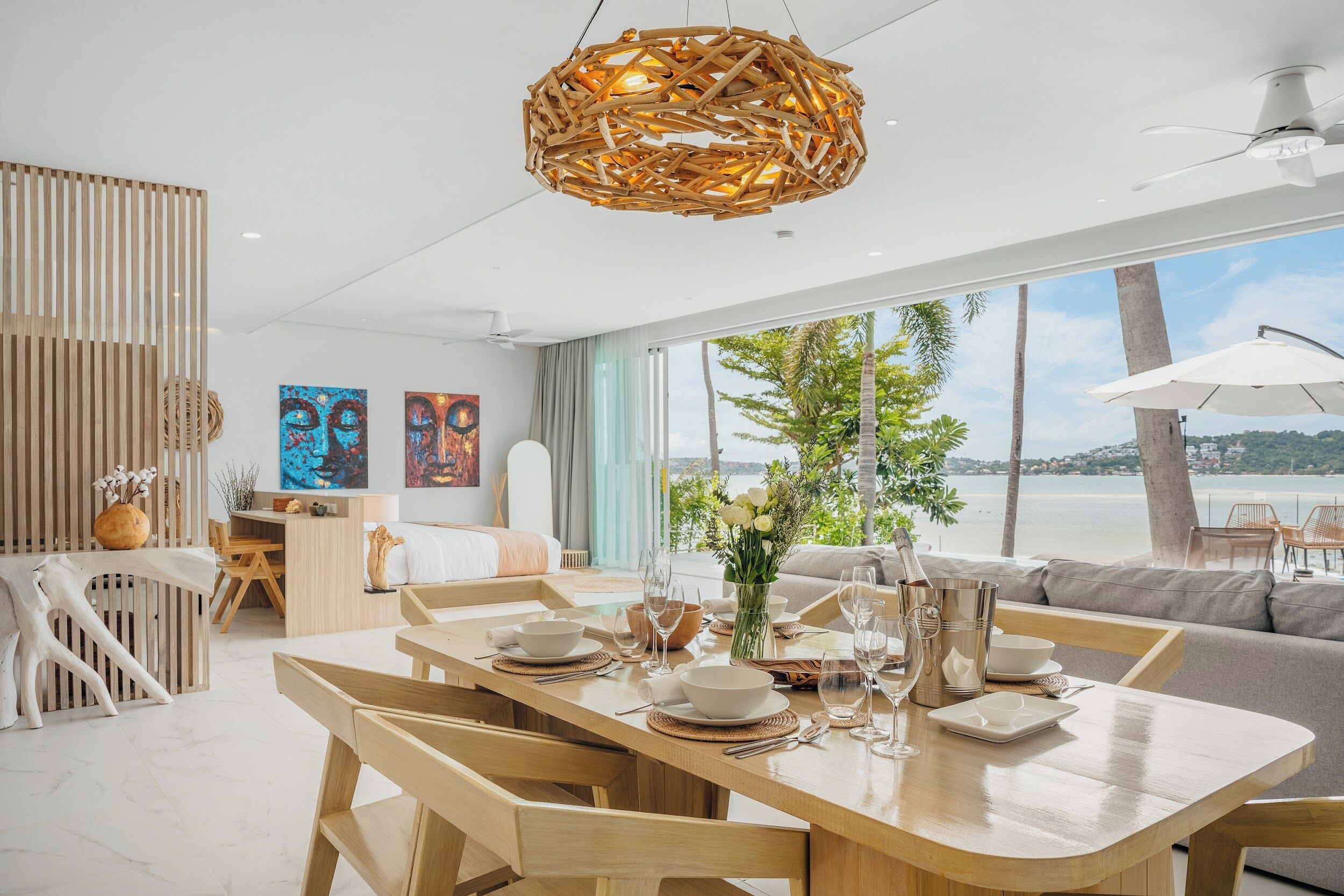 Vila Comfort, 1 Tempat Tidur King, pemandangan laut, menghadap pantai | Tempat makan