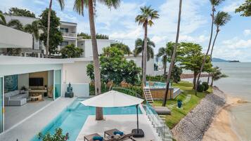 Luxury Villa, 1 King Bed, Sea View, Beachfront | Pool | Outdoor pool, free cabanas, sun loungers