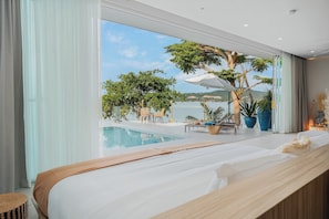 Exclusive-Villa, 1 King-Bett, Meerblick, Strandnähe | Pool | Außenpool, Cabañas (kostenlos), Liegestühle
