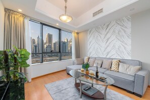 Apartment, City View | Living area - bnbme - Al Waleed Paradise - 1BR (Dubai)