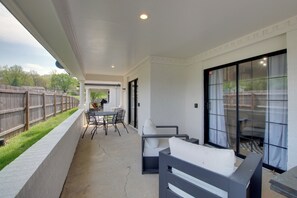 Outdoor dining - 'Take Me Back Suite' at The Saint: Louisburg Condo (Louisburg)