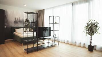 Family Quadruple Room, Garden View | Blackout drapes, soundproofing, free WiFi, bed sheets