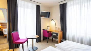 In-room safe, desk, laptop workspace, blackout drapes