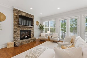 Smart TV, fireplace, video games, ping pong