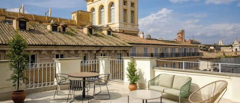 Junior Double Room, City View | Outdoor dining