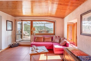 House, Private Pool, Valley View | Living area | TV, fireplace - Casa Alice (Bagni di Lucca)