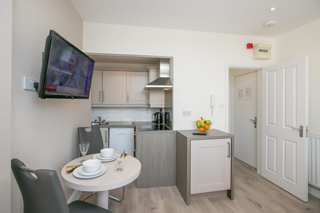 Studio, 1 Double Bed, Kitchen | Private kitchen | Mini-fridge, microwave, oven, stovetop