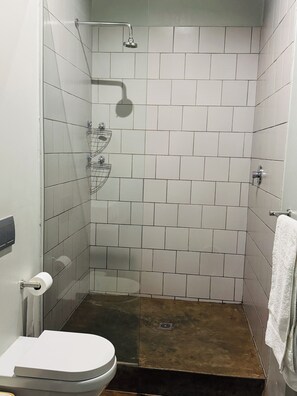 Dusche, Haartrockner, Handtücher, Toilettenpapier