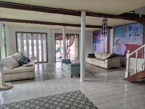 Living area - Sabai Sabai House Koh Kret  ON the river! Bangkok Staycation Relaxing / Fishing (ต.เกาะเกร็ด)