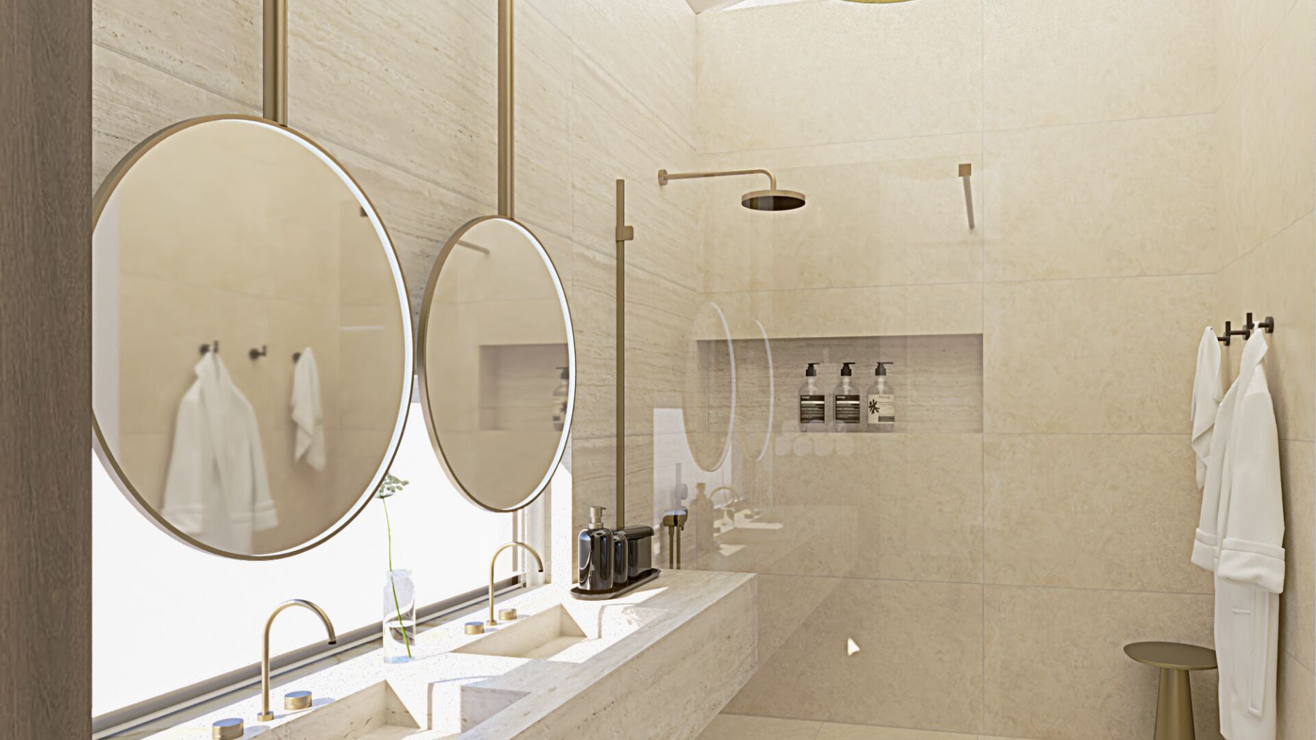 Douche, sèche-cheveux, serviettes fournies