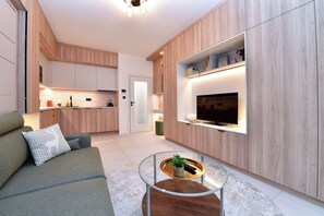 Comfort Studio, City View | Living area - Krymská Studios  (Prague)