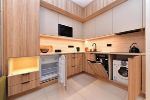 Comfort Studio, City View | Private kitchen - Krymská Studios  (Prague)