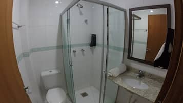 Shower, soap, shampoo, toilet paper
