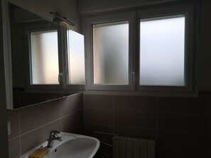 Douche, sèche-cheveux, serviettes fournies, papier toilette