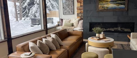 TV, fireplace, offices