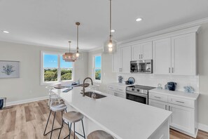 Fridge, microwave, oven, stovetop - New 2025 Build | Private Pool, Elevator | Ocean & Sound Views | DOGS OK (Emerald Isle)