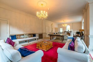 Fireplace, DVD player, foosball, table tennis
