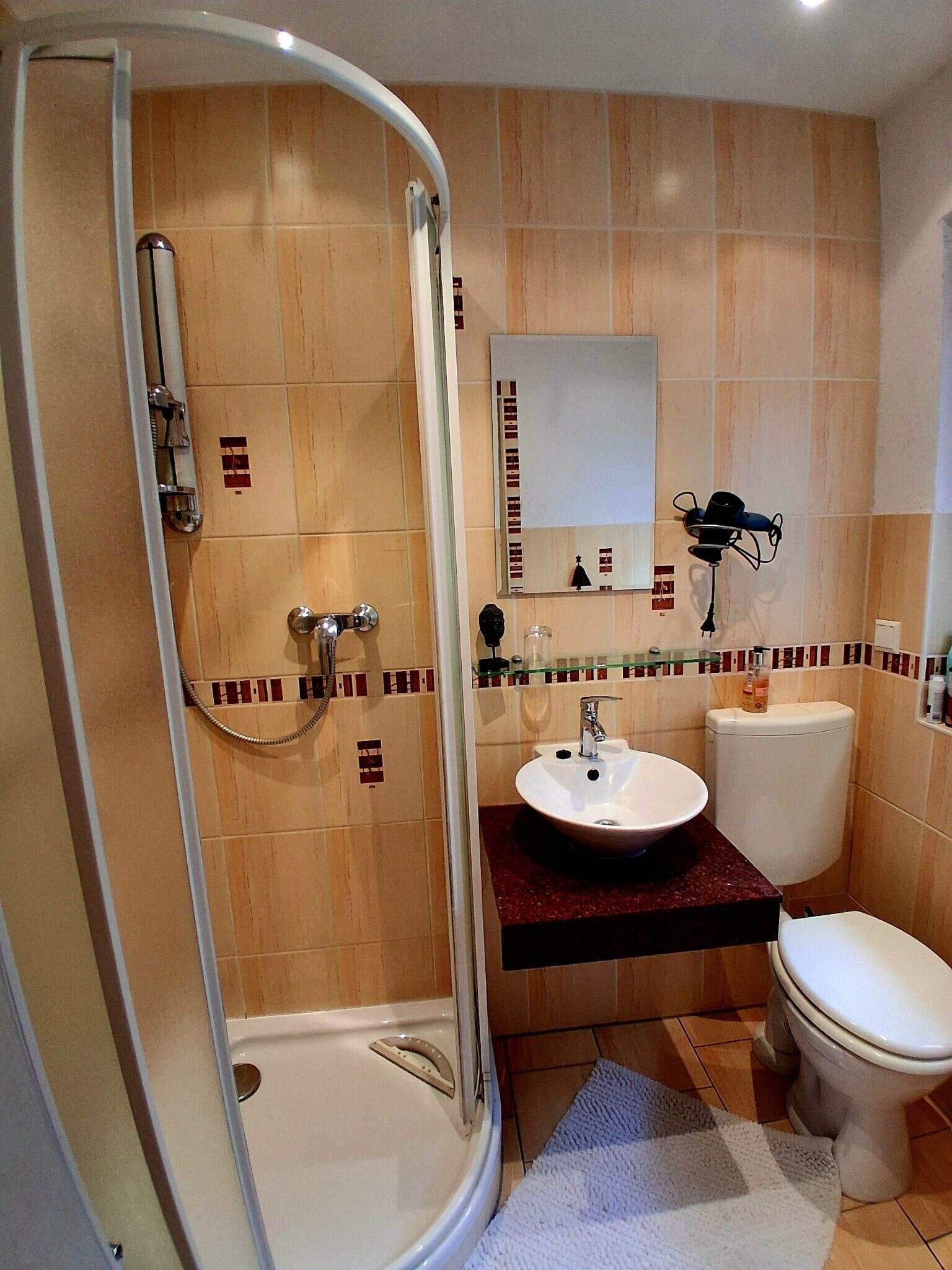 Dusche, Haartrockner, Handtücher