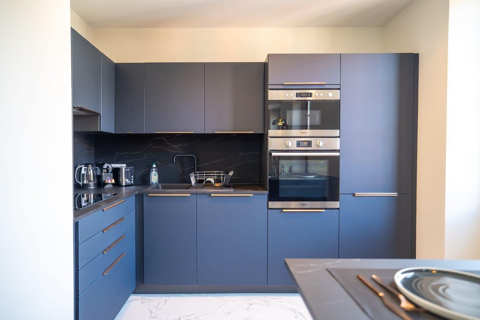 Fridge, microwave, oven, dishwasher