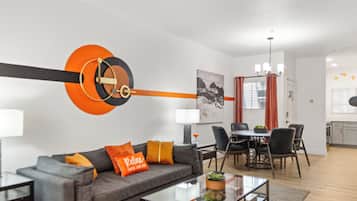 Smart TV, table football, ping pong, books