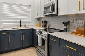 Fridge, microwave, oven, stovetop - Cactus League Game Hub | Luxury 2BR Vacation Condo (Scottsdale)