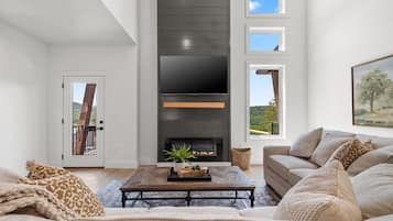 TV, fireplace, video games