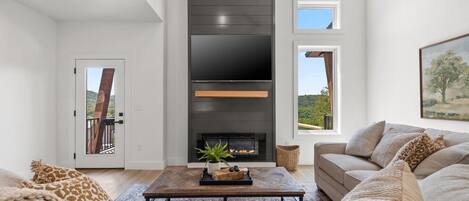 TV, fireplace, video games