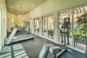A gym with treadmills, exercise bikes, and a rowing machine. - Beachside Condo w/ Pools, Hot Tubs & Balcony (South Padre Island)