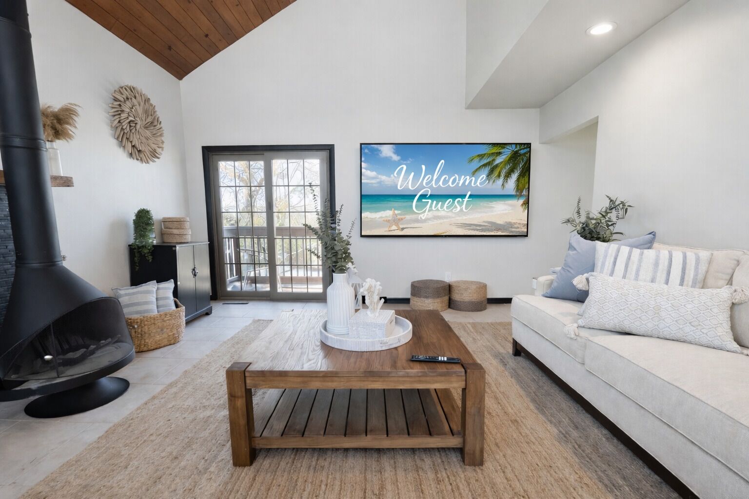 Smart TV, fireplace, video games