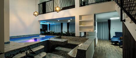 Indoor pool, a heated pool