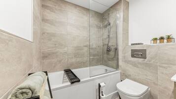 Hair dryer, towels, toilet paper
