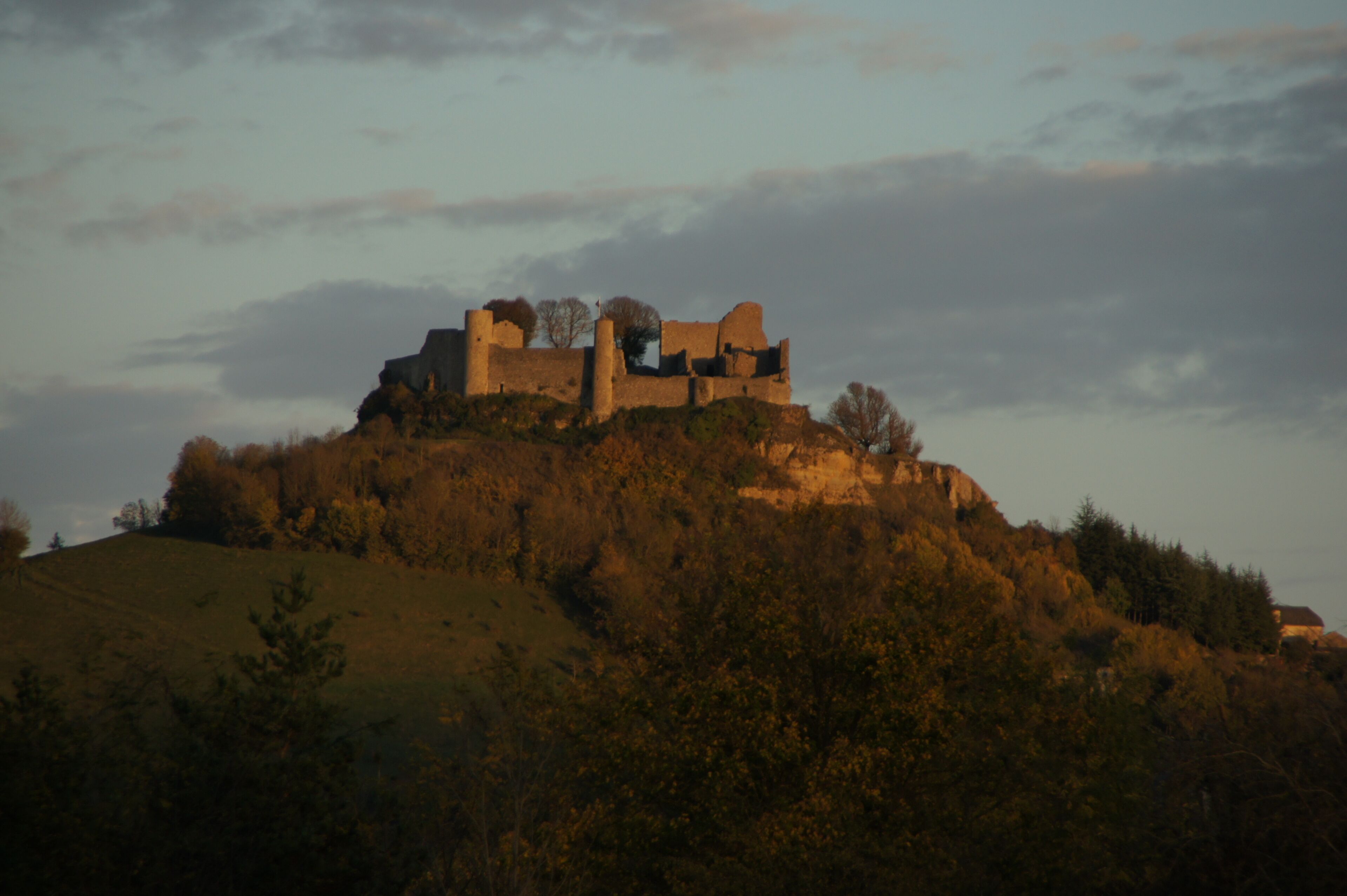 Un château historique perché sur une colline, entouré de verdure.