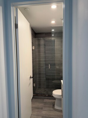 Shower, hair dryer, towels, soap - Downtown Toronto Apartment: 2 Bedrooms, 2 Bathrooms, Balcony (Toronto)