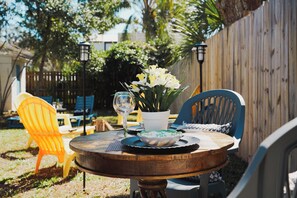 Outdoor dining - Live Like Locals is on a quiet, quaint street that offers neighborly charm. (St. Augustine)