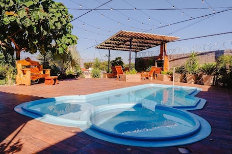 Outdoor pool, free pool cabanas. LaCabanasEco