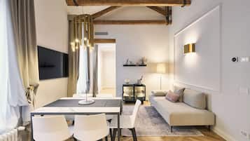 Design-Apartment, 2 Schlafzimmer, Kanalblick | Speisen