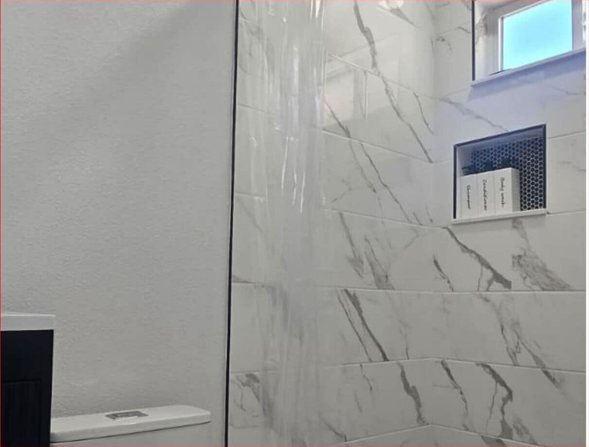 Shower, soap, toilet paper