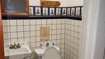 Hair dryer, towels, toilet paper