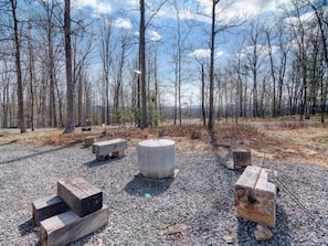 Terrace/patio - Homespun Cozy Guest Cottage in the Woods with Lovely Pastoral Views (Millboro)