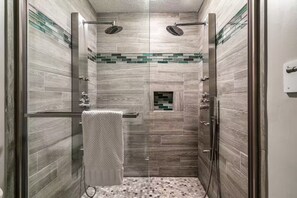 Shower, hair dryer, towels, soap - Whistle Stop Lodge • Theater • Hot Tub • Fire Pit (Pigeon Forge)