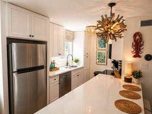 Fridge, microwave, oven, dishwasher