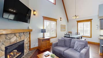 TV, fireplace