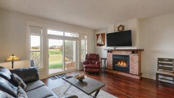TV, fireplace