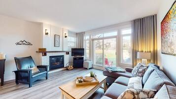 TV, fireplace