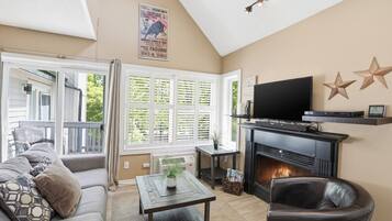TV, fireplace